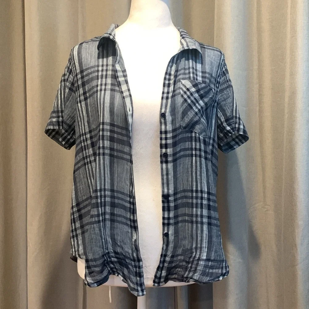 Lucky Brand Blue Plaid Button-Down Shirt Size Small - Picture 9 of 14
